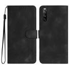 For Sony Xperia 10 V 2023 Heart Pattern Skin Feel Leather Phone Case(Black) - 1