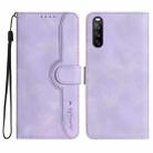 For Sony Xperia 10 V 2023 Heart Pattern Skin Feel Leather Phone Case(Purple) - 1