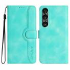 For Sony Xperia 1 VII Heart Pattern Skin Feel Leather Phone Case(Light Blue) - 1