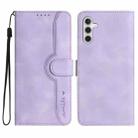 For Samsung Galaxy M54 Heart Pattern Skin Feel Leather Phone Case(Purple) - 1