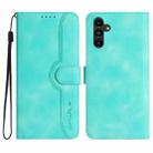 For Samsung Galaxy A25 Heart Pattern Skin Feel Leather Phone Case(Light Blue) - 1
