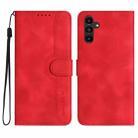 For Samsung Galaxy S23 FE 5G Heart Pattern Skin Feel Leather Phone Case(Red) - 1