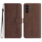 For Samsung Galaxy S23 FE 5G Heart Pattern Skin Feel Leather Phone Case(Brown) - 1