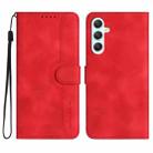 For Samsung Galaxy A35 Heart Pattern Skin Feel Leather Phone Case(Red) - 1