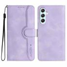 For Samsung Galaxy A35 Heart Pattern Skin Feel Leather Phone Case(Purple) - 1