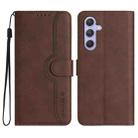 For Samsung Galaxy A55 Heart Pattern Skin Feel Leather Phone Case(Brown) - 1