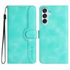 For Samsung Galaxy M15 5G/F15 5G Heart Pattern Skin Feel Leather Phone Case(Light Blue) - 1