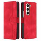 For Samsung Galaxy Z Fold5 Heart Pattern Skin Feel Leather Phone Case(Red) - 1