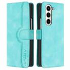 For Samsung Galaxy Z Fold5 Heart Pattern Skin Feel Leather Phone Case(Light Blue) - 1