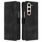 For Samsung Galaxy Z Fold5 Heart Pattern Skin Feel Leather Phone Case(Black) - 1