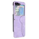 For Samsung Galaxy Z Flip5 Heart Pattern Skin Feel Leather Phone Case(Purple) - 1