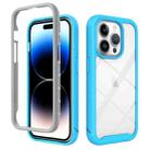 For iPhone 15 Pro Starry Sky Solid Color Shockproof TPU Clear PC Phone Case(Sky Blue) - 1