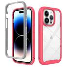 For iPhone 15 Pro Starry Sky Solid Color Shockproof TPU Clear PC Phone Case(Pink) - 1