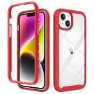 For iPhone 15 Plus Starry Sky Solid Color Shockproof TPU Clear PC Phone Case(Red) - 1