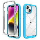 For iPhone 15 Starry Sky Solid Color Shockproof TPU Clear PC Phone Case(Sky Blue) - 1