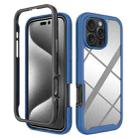 For iPhone 16 Pro Max Starry Sky Solid Color Shockproof TPU Clear PC Phone Case(Dark Blue) - 1