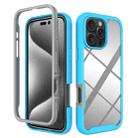 For iPhone 16 Pro Max Starry Sky Solid Color Shockproof TPU Clear PC Phone Case(Sky Blue) - 1