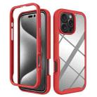 For iPhone 16 Pro Max Starry Sky Solid Color Shockproof TPU Clear PC Phone Case(Red) - 1