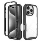 For iPhone 16 Pro Starry Sky Solid Color Shockproof TPU Clear PC Phone Case(Black) - 1