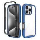 For iPhone 16 Pro Starry Sky Solid Color Shockproof TPU Clear PC Phone Case(Dark Blue) - 1