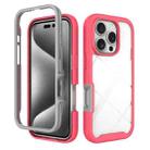 For iPhone 16 Pro Starry Sky Solid Color Shockproof TPU Clear PC Phone Case(Pink) - 1