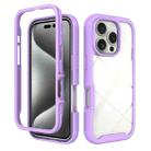 For iPhone 16 Pro Starry Sky Solid Color Shockproof TPU Clear PC Phone Case(Purple) - 1