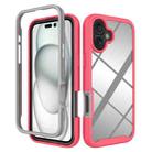 For iPhone 16 Plus Starry Sky Solid Color Shockproof TPU Clear PC Phone Case(Pink) - 1