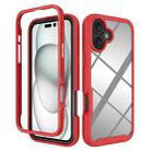 For iPhone 16 Plus Starry Sky Solid Color Shockproof TPU Clear PC Phone Case(Red) - 1