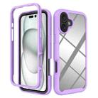 For iPhone 16 Plus Starry Sky Solid Color Shockproof TPU Clear PC Phone Case(Purple) - 1