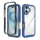 For iPhone 16 Starry Sky Solid Color Shockproof TPU Clear PC Phone Case(Dark Blue) - 1