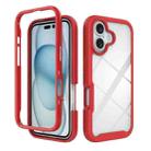 For iPhone 16 Starry Sky Solid Color Shockproof TPU Clear PC Phone Case(Red) - 1