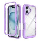 For iPhone 16 Starry Sky Solid Color Shockproof TPU Clear PC Phone Case(Purple) - 1