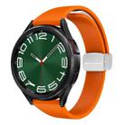 For Samsung Galaxy Watch 6 / 6 Classic Magnetic Silver Buckle Slim Silicone Watch Band(Orange) - 1