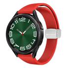 For Samsung Galaxy Watch 6 / 6 Classic Magnetic Silver Buckle Slim Silicone Watch Band(Red) - 1