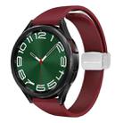 For Samsung Galaxy Watch 6 / 6 Classic Magnetic Silver Buckle Slim Silicone Watch Band(Wine Red) - 1