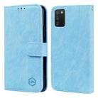 For Samsung Galaxy A03S 166 Skin Feeling Oil Leather Texture PU + TPU Phone Case(Light Blue) - 1