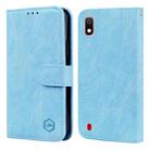 For Samsung Galaxy A10 Skin Feeling Oil Leather Texture PU + TPU Phone Case(Light Blue) - 1