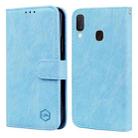 For Samsung Galaxy A10E / A20E Skin Feeling Oil Leather Texture PU + TPU Phone Case(Light Blue) - 1