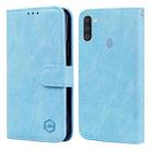 For Samsung Galaxy A11 Skin Feeling Oil Leather Texture PU + TPU Phone Case(Light Blue) - 1