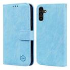 For Samsung Galaxy A14 4G / A14 5G Skin Feeling Oil Leather Texture PU + TPU Phone Case(Light Blue) - 1