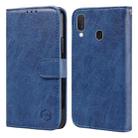For Samsung Galaxy A20 / A30 Skin Feeling Oil Leather Texture PU + TPU Phone Case(Dark Blue) - 1
