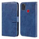 For Samsung Galaxy A21S Skin Feeling Oil Leather Texture PU + TPU Phone Case(Dark Blue) - 1
