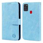 For Samsung Galaxy A21S Skin Feeling Oil Leather Texture PU + TPU Phone Case(Light Blue) - 1