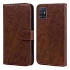 For Samsung Galaxy A51 4G Skin Feeling Oil Leather Texture PU + TPU Phone Case(Brown) - 1