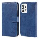 For Samsung Galaxy A52 5G Skin Feeling Oil Leather Texture PU + TPU Phone Case(Dark Blue) - 1
