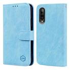 For Samsung Galaxy A70 Skin Feeling Oil Leather Texture PU + TPU Phone Case(Light Blue) - 1