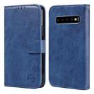 For Samsung Galaxy S10 Skin Feeling Oil Leather Texture PU + TPU Phone Case(Dark Blue) - 1