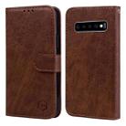 For Samsung Galaxy S10 Skin Feeling Oil Leather Texture PU + TPU Phone Case(Brown) - 1