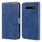 For Samsung Galaxy S10+ Skin Feeling Oil Leather Texture PU + TPU Phone Case(Dark Blue) - 1