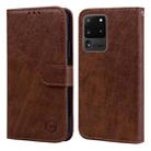 For Samsung Galaxy S20 Ultra Skin Feeling Oil Leather Texture PU + TPU Phone Case(Brown) - 1